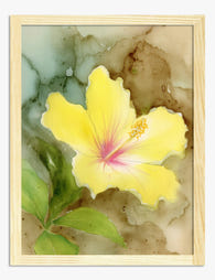 Sunny Hibiscus Bloom Art Print - Oak