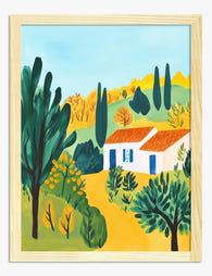 Sunlit Italian Hillside Art Print Oak