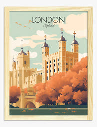 London Tower Charm Art Print - Oak
