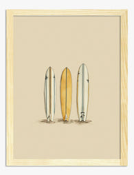 Coastal Surf Trio Art Print - Oak