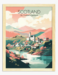 Highland Serenity Scene Art Print - Oak