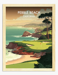 Pebble Beach Coastline Art Print - Oak
