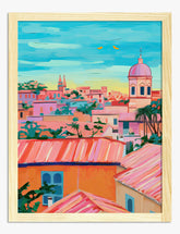 Sunset Over Roman Rooftops Art Print - Oak