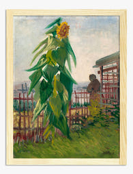 Van Goghs Sunflower Allotment Art Print - Oak
