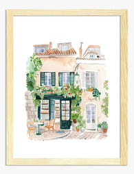 Charming Café Street Art Print - Oak