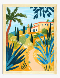 Sunlit Italian Hillside Art Print Oak