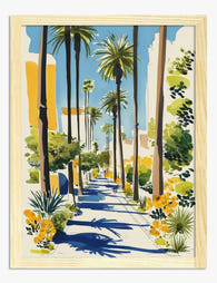 Sunlit Palm Avenue Art Print - Oak