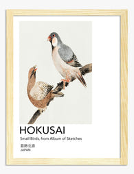 Hokusai Small Birds Art Print Oak
