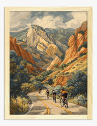 Cyclists in Sunlit Canyons Art Print Oak