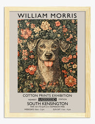 William Morris Floral Dog Art Print - Oak