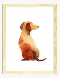 Watercolor Dachshund Muse Art Print Oak