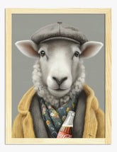 Stylish Sheep Chic Art Print - Oak