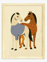 Cozy Equine Duo Art Print Oak