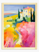 Sunlit Tuscan Retreat Art Print - Oak