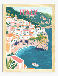 Amalfi Coast Charm Art Print - Oak