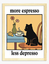 Espresso Cat Cheer Art Print - Oak