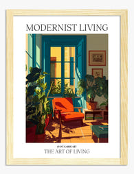 Sunlit Modernist Retreat Art Print - Oak