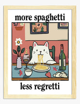 Spaghetti & Smiles Cat Art Print - Oak