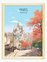 Montmartre Morning Glow Art Print - Oak