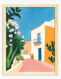 Sunlit Italian Courtyard Art Print Oak