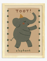 Tooting Elephant Delight Art Print Oak