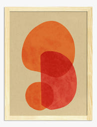 Bold Orange & Red Shapes Art Print - Oak