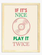 Play It Twice Typography Art Print - Oak