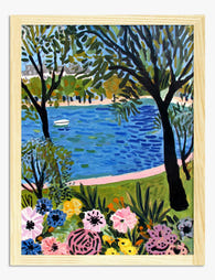 Lakeside Garden View Art Print - Oak