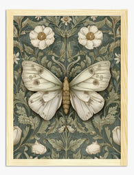 Morris-Inspired Botanical Butterfly Art Print - Oak