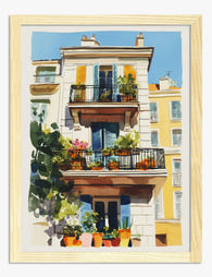 French Balcony Morning Art Print - Oak