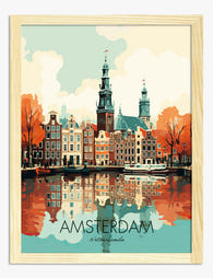 Autumn Reflections in Amsterdam Art Print Oak