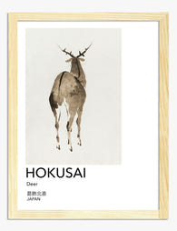 Hokusai Deer Elegance Art Print Oak