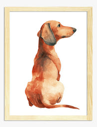 Watercolor Dachshund Charm Art Print Oak