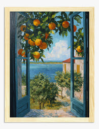 Mediterranean Citrus View Art Print - Oak
