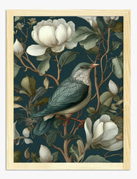 Magnolia Songbird Elegance Art Print - Oak