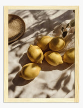 Sunlit Lemons Still Life Art Print - Oak