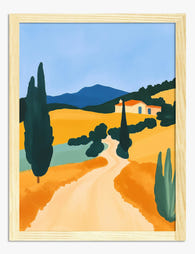 Sunlit Italian Countryside Art Print Oak