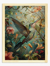 Morris Hummingbird Elegance Art Print - Oak
