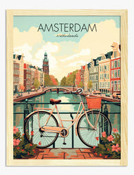 Amsterdam Canal Charm Art Print Oak