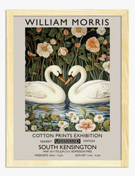 Elegant Swan Embrace Art Print - Oak