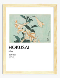 Hokusai Lilies Botanical Art Print Oak