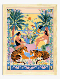 Tropical Oasis Gathering Art Print - Oak