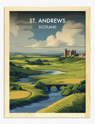 St. Andrews Highland View Art Print - Oak