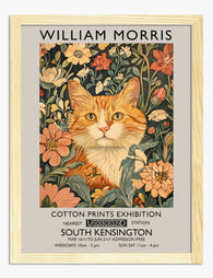 Morris Cat Floral Art Print - Oak