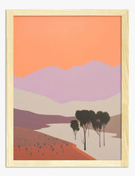 Sunset Desert Silhouettes Art Print - Oak