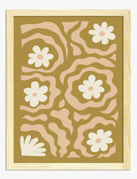 Boho Daisy Waves Art Print Oak