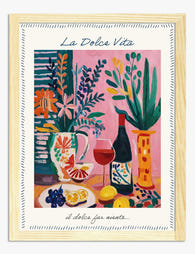 La Dolce Vita Table Scene Art Print - Oak