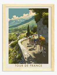 French Cycling Adventure Art Print Oak