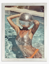 Disco Poolside Vibes Art Print - Silver