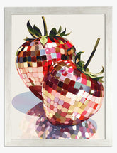Disco Strawberries Art Print - Silver